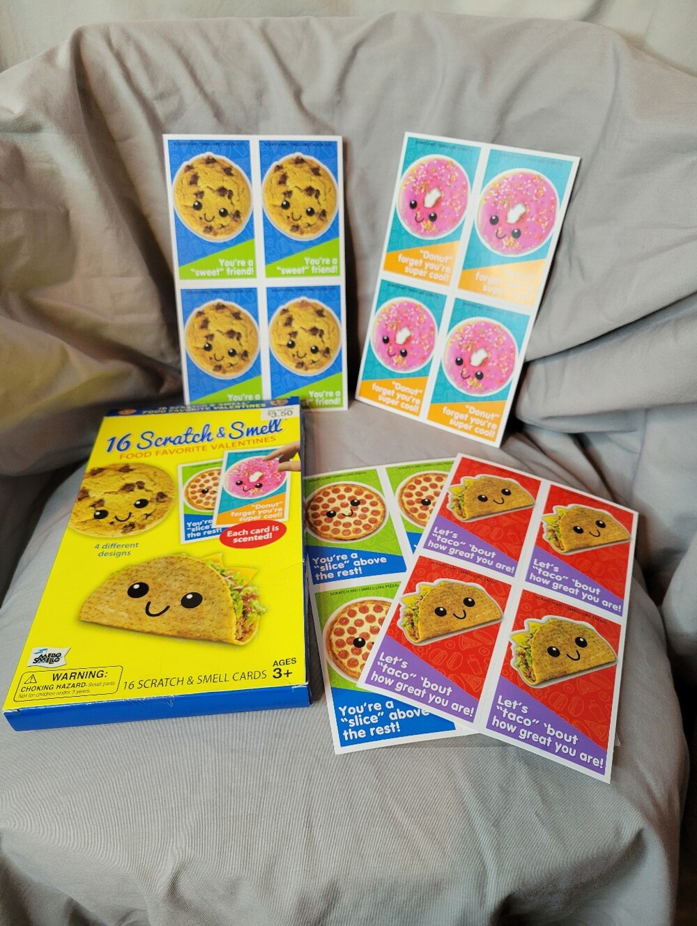 Scratch & Smell Kids Valentines Day Cards – Colorful Food Friends Set